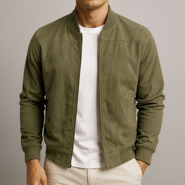 Men's versatile classic bomber jacket. Modern casual outerwear, great for everyday fall & spring layering.