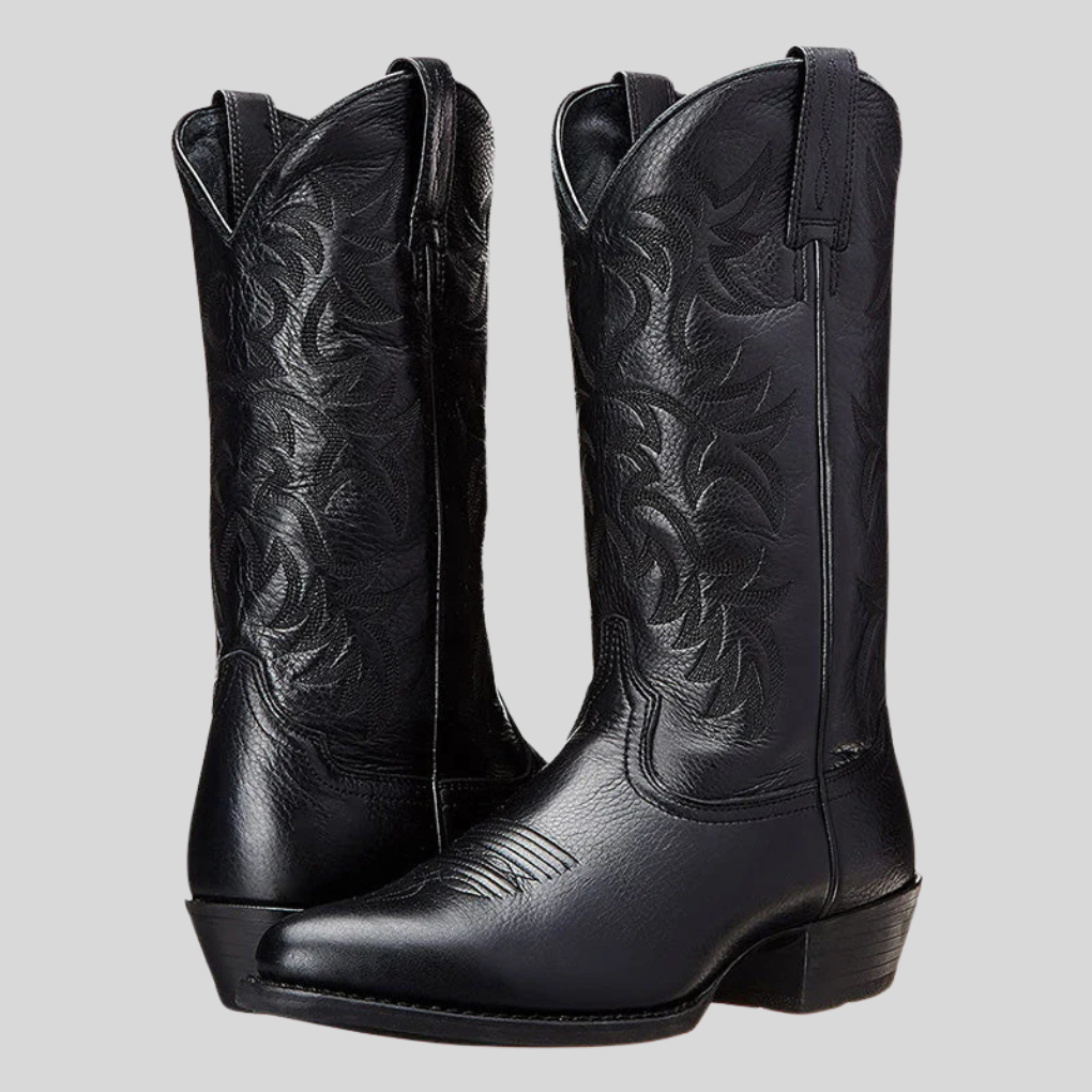 Classic men's cowboy boots, rugged slip-on western footwear for casual outdoor adventures. Durable men's fashion.