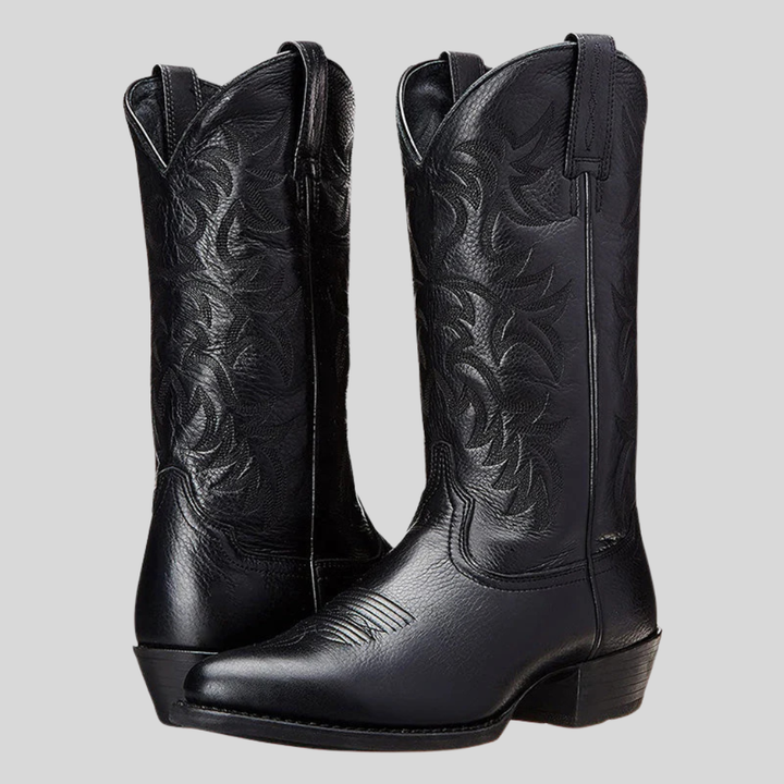 Classic men's cowboy boots, rugged slip-on western footwear for casual outdoor adventures. Durable men's fashion.