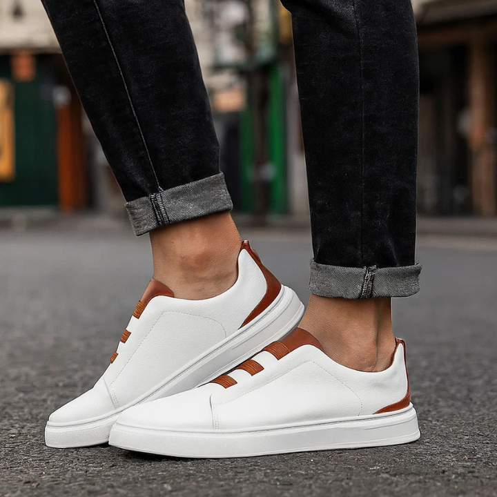 Comfortable men's everyday sneakers, grey, low-top, lace-up, ideal casual footwear for walking & daily wear.