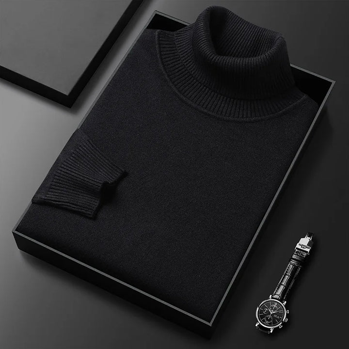 Warm men's turtleneck sweater, a comfortable choice for chilly days.