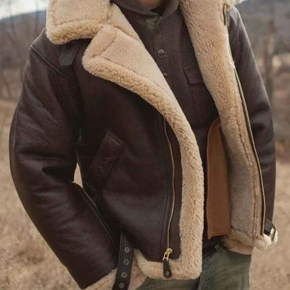 Classic men's winter flying jacket, warm outerwear perfect for cold weather. Stylish & casual men's fashion.