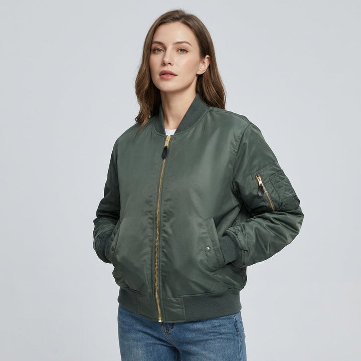 Classic unisex bomber jacket, versatile style for men & women. Stylish everyday outerwear, ideal transitional layer.