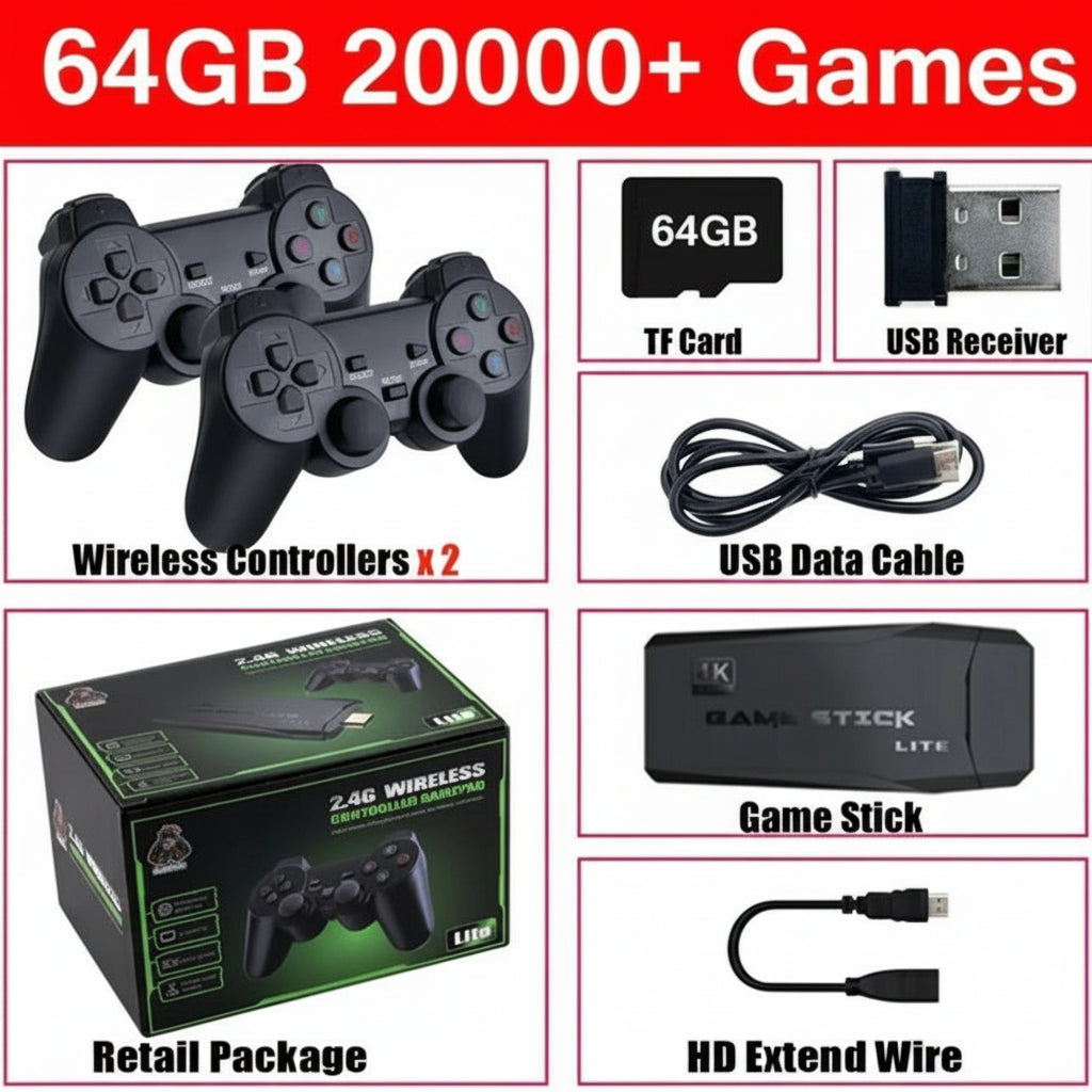HDMI game console with wireless controllers for 20,000+ preloaded classic retro & arcade games.