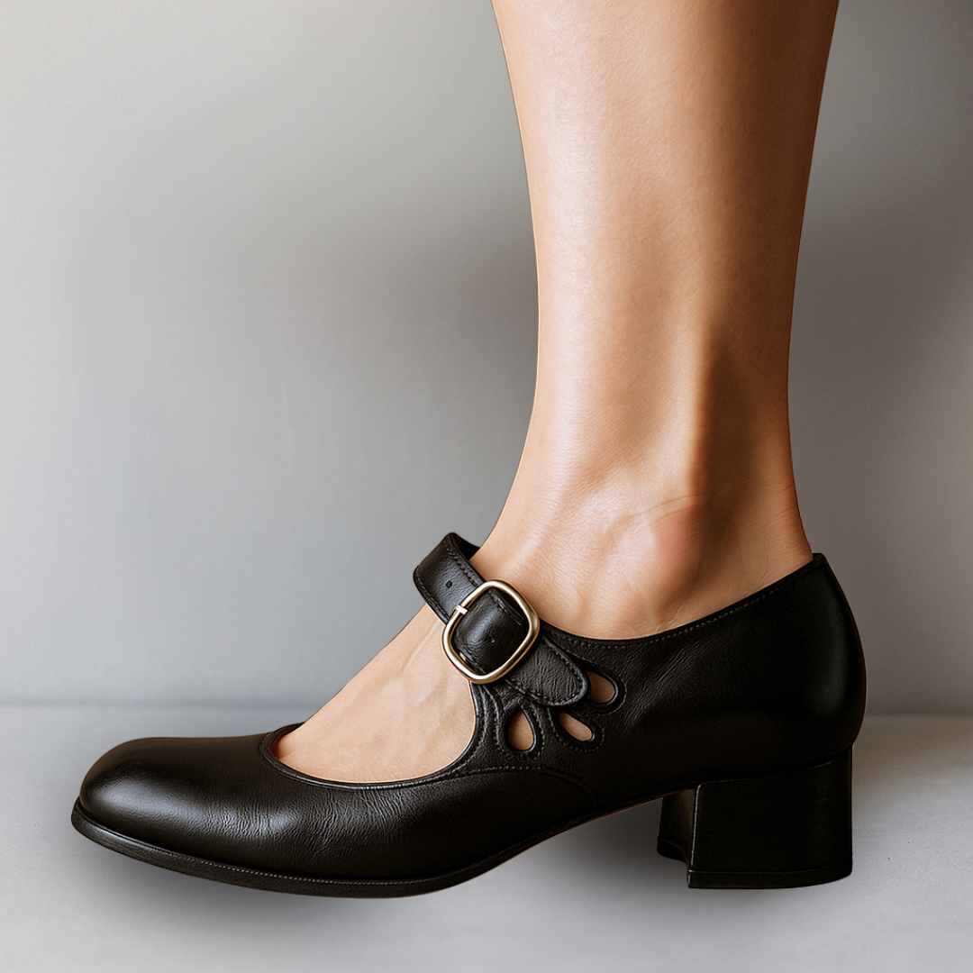 Elegant women's Mary Jane dress shoes with a chic buckle strap and stable block heel, perfect for any occasion.