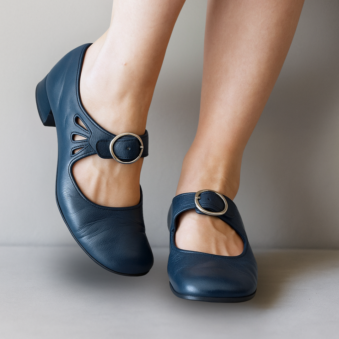 Chic women's Mary Jane shoes with a classic buckle strap, sturdy block heel, ideal for casual or dress wear.
