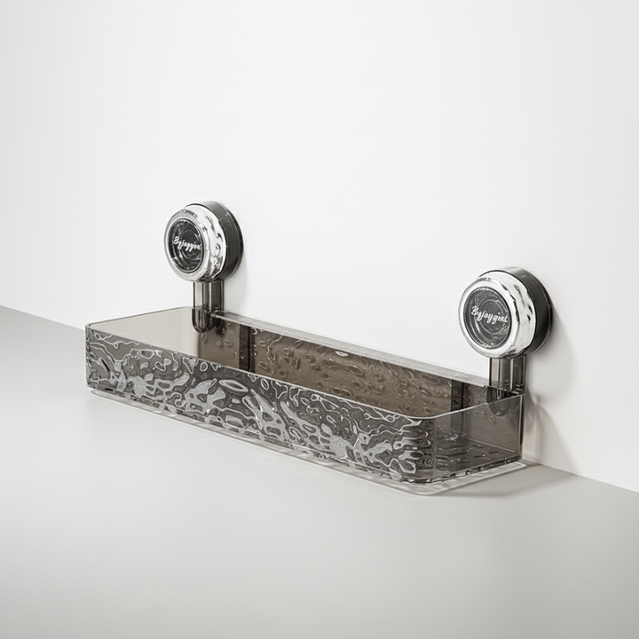 Clear wall-mounted caddy, perfect for keeping shower gels & creams organized. Suction cup installation, no tools needed.