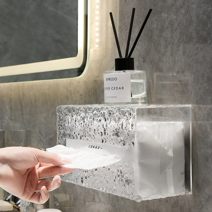 Elegant Glacier Pattern Tissue Box, clear storage solution for kitchen and bathroom modern decor.