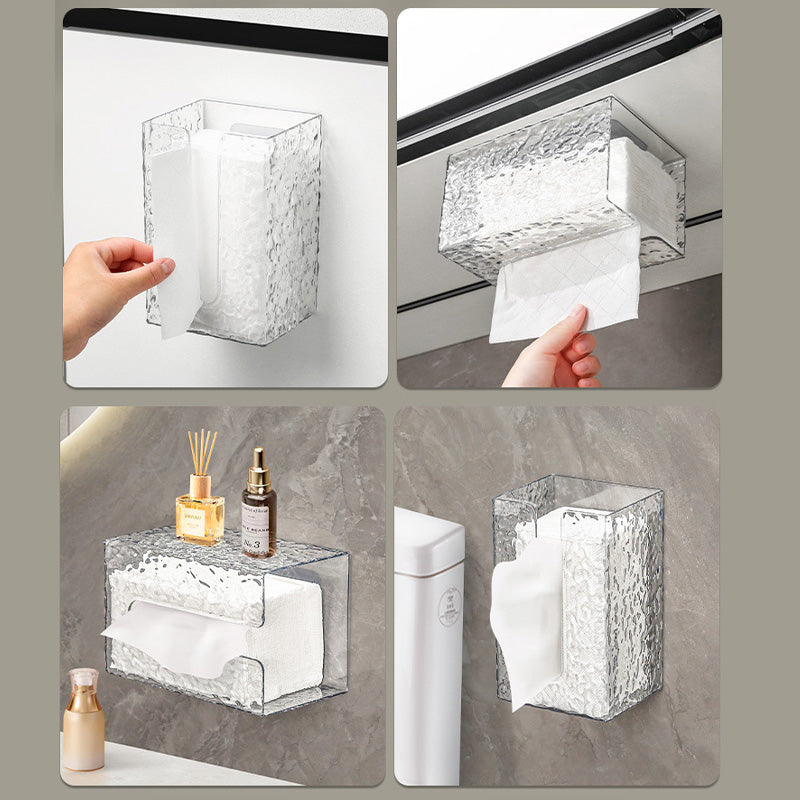 Clear Glacier Pattern Desk Organizer, stylish storage box for modern kitchen or bathroom use.