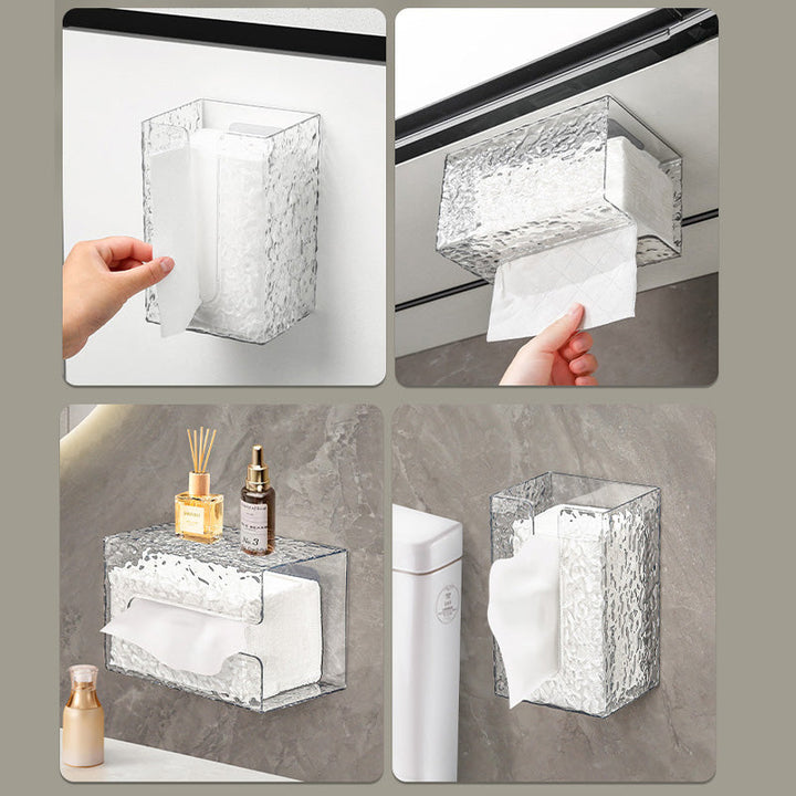 Clear Glacier Pattern Desk Organizer, stylish storage box for modern kitchen or bathroom use.