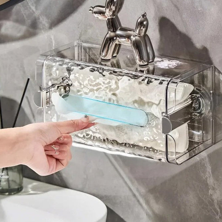 Glacier Pattern Storage Box, clear acrylic tissue holder & organizer for contemporary homes.