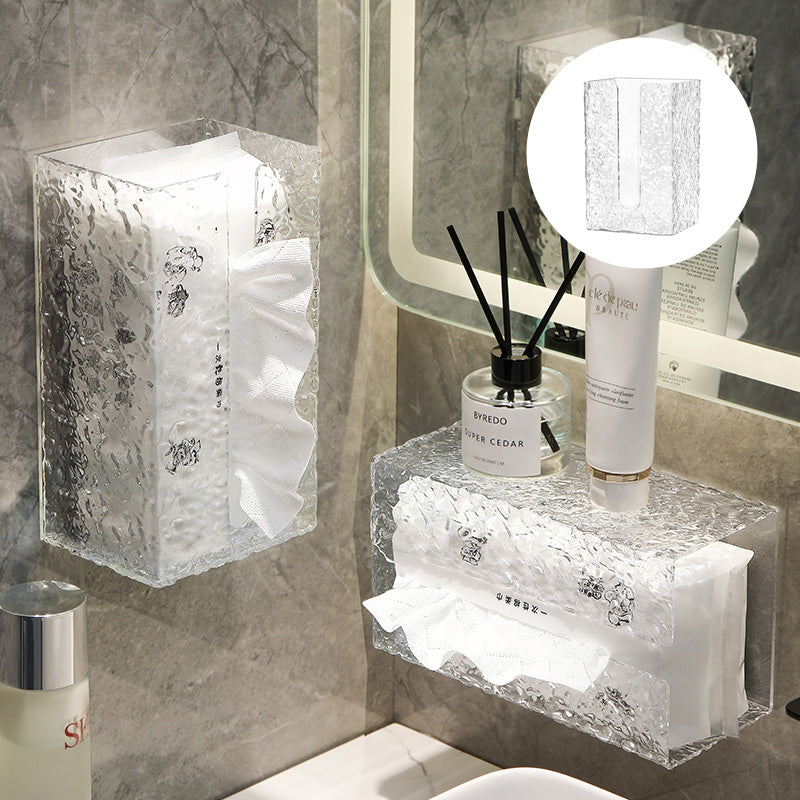 Kitchen Glacier Pattern Storage Box, clear sleek design for versatile organization & tissue storage.
