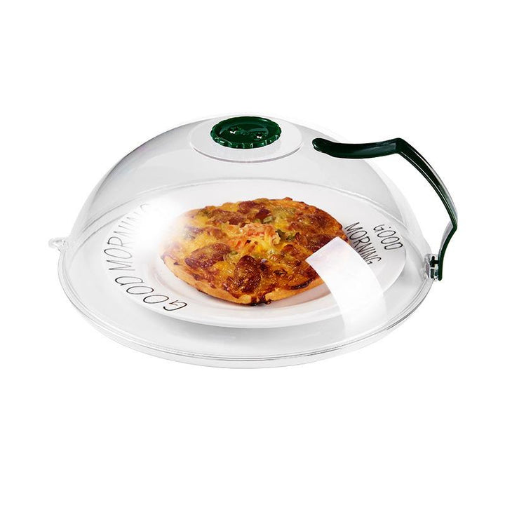 Steam-vented microwave plate cover, prevents drying out food, a key kitchenware item for convenient food preparation.