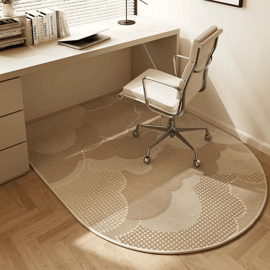 Durable clear office chair mat safeguarding a hard floor from wear and tear, perfect for a modern desk setup.