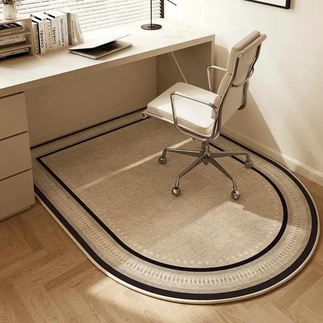Anti-slip clear office chair mat for smooth rolling, protecting carpeted floors and promoting chair mobility.