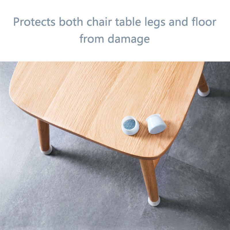 Close-up of a clear silicone chair leg cover, demonstrating flexible anti-scratch floor protection.