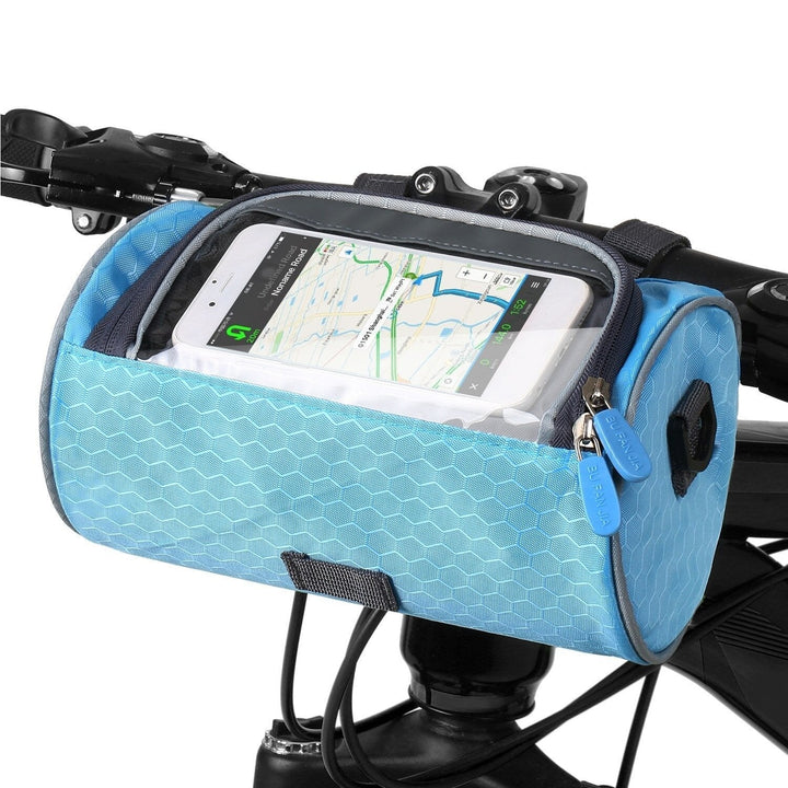 Stylish black unisex bike handlebar bag, essential cycling storage for all adventures.