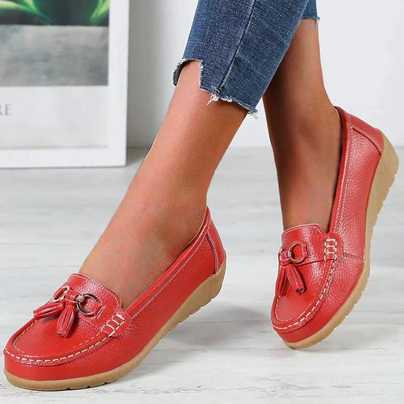 Collection of women's orthopedic loafers in various colors, offering comfort and daily wear support.