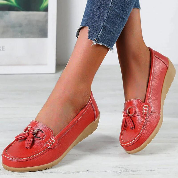 Collection of women's orthopedic loafers in various colors, offering comfort and daily wear support.