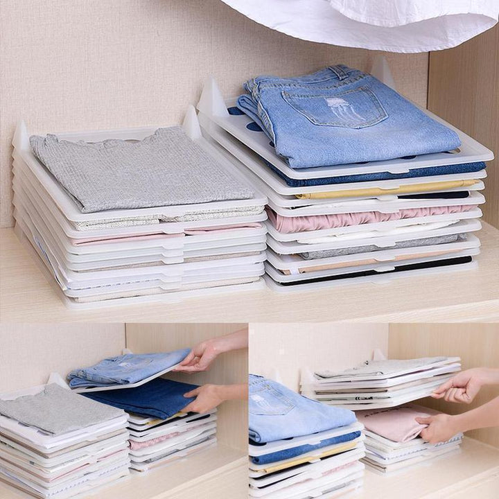 Folding clothes storage board, simplifying laundry and home organization in any wardrobe