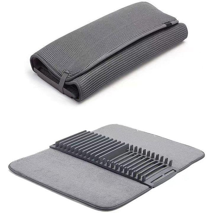 Silicone collapsible dish drying mat with rack, heat resistant, protects countertops