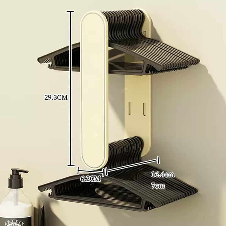 Quick-install collapsible hanger storage, instantly improves closet and laundry room function.