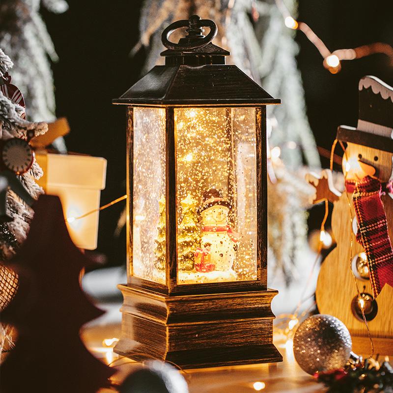 Detailed view of glitter inside a color changing LED Christmas candle light