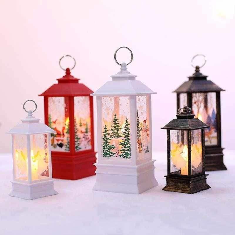 Collection of festive LED glitter candles, Santa, snowman, elk for Christmas decoration