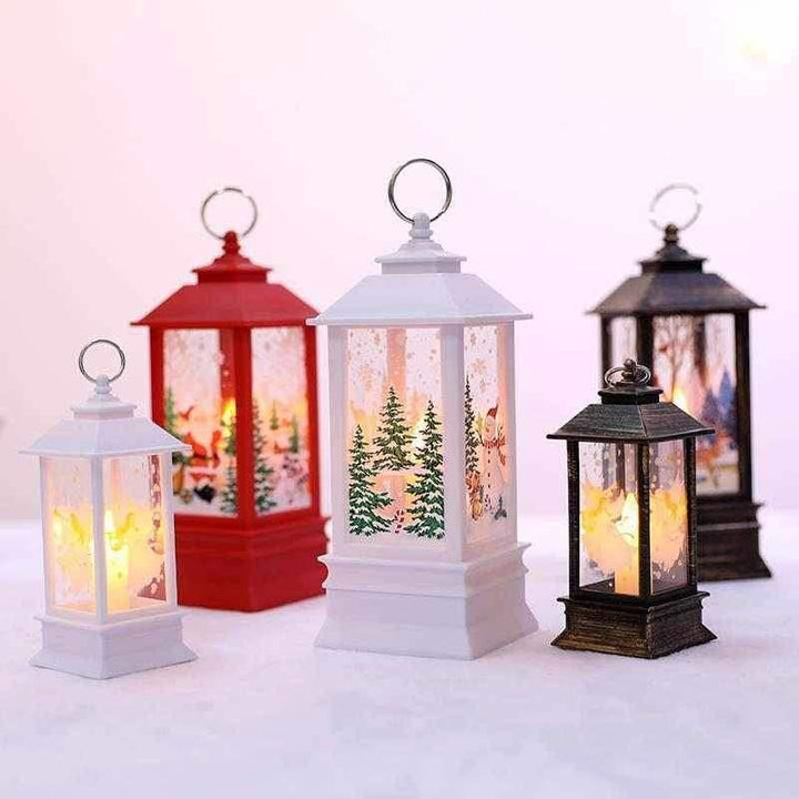 Collection of festive LED glitter candles, Santa, snowman, elk for Christmas decoration