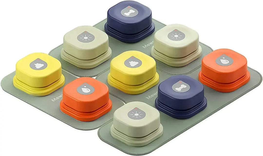 Innovative talking buttons helping dogs communicate needs, boosting pet communication & dog language skills.