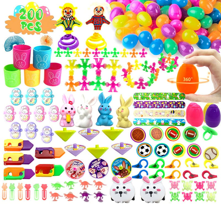 Ready-to-hide prefilled Easter eggs, packed with engaging toys and fun stickers