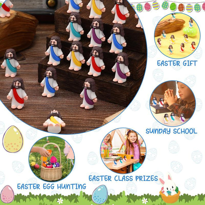 Brightly colored plastic Easter eggs prefilled with diverse small toys & fun stickers