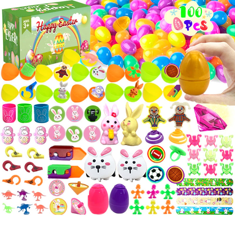 Ready-made Easter egg hunt set: prefilled eggs with a fantastic selection of toys & stickers