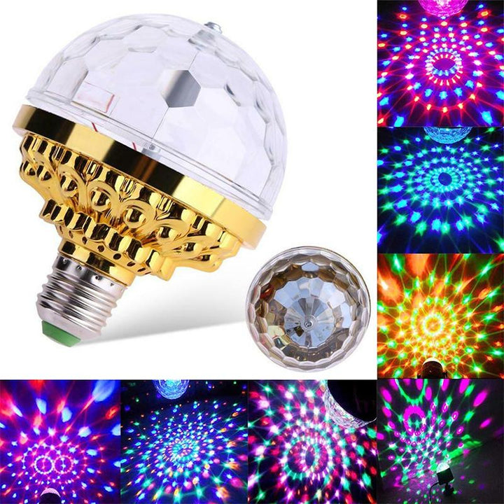 Colorful Rotating LED Party Light Bulb, E27 RGB disco ball for vibrant party decor