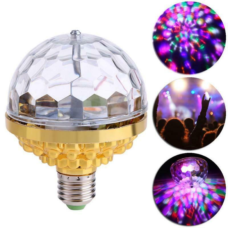 E27 RGB Rotating LED Party Light, perfect for stage lighting and home decor