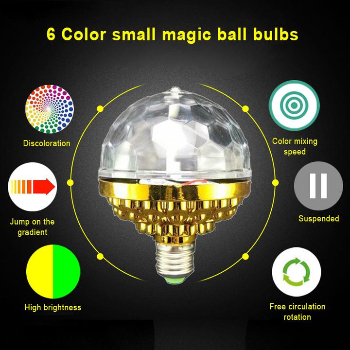 Vibrant RGB Rotating Disco LED Party Light Bulb, ideal for festive home decor