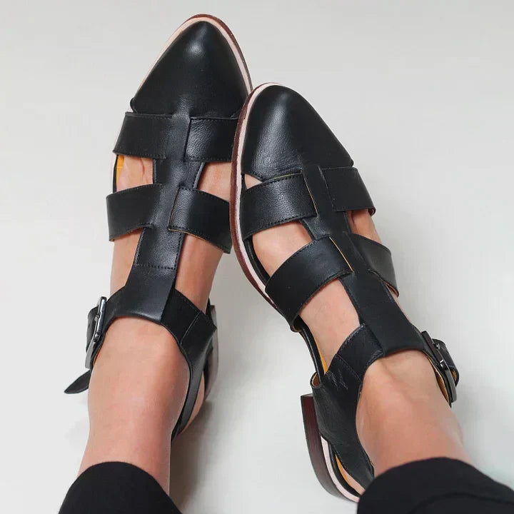 Red women's casual flat sandals, perfect summer shoes with comfortable design & adjustable straps for daily wear.