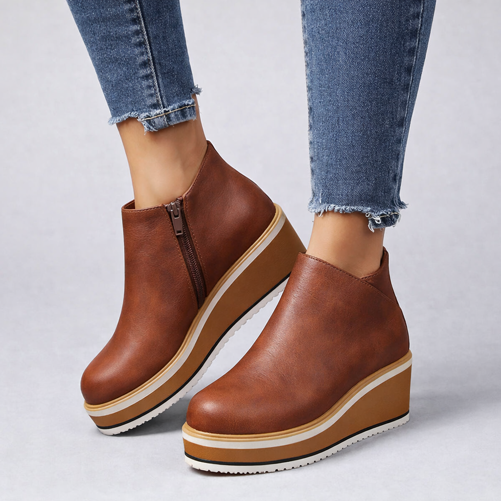 Elegant women's platform shoes, combining a comfortable orthopedic design with modern chic