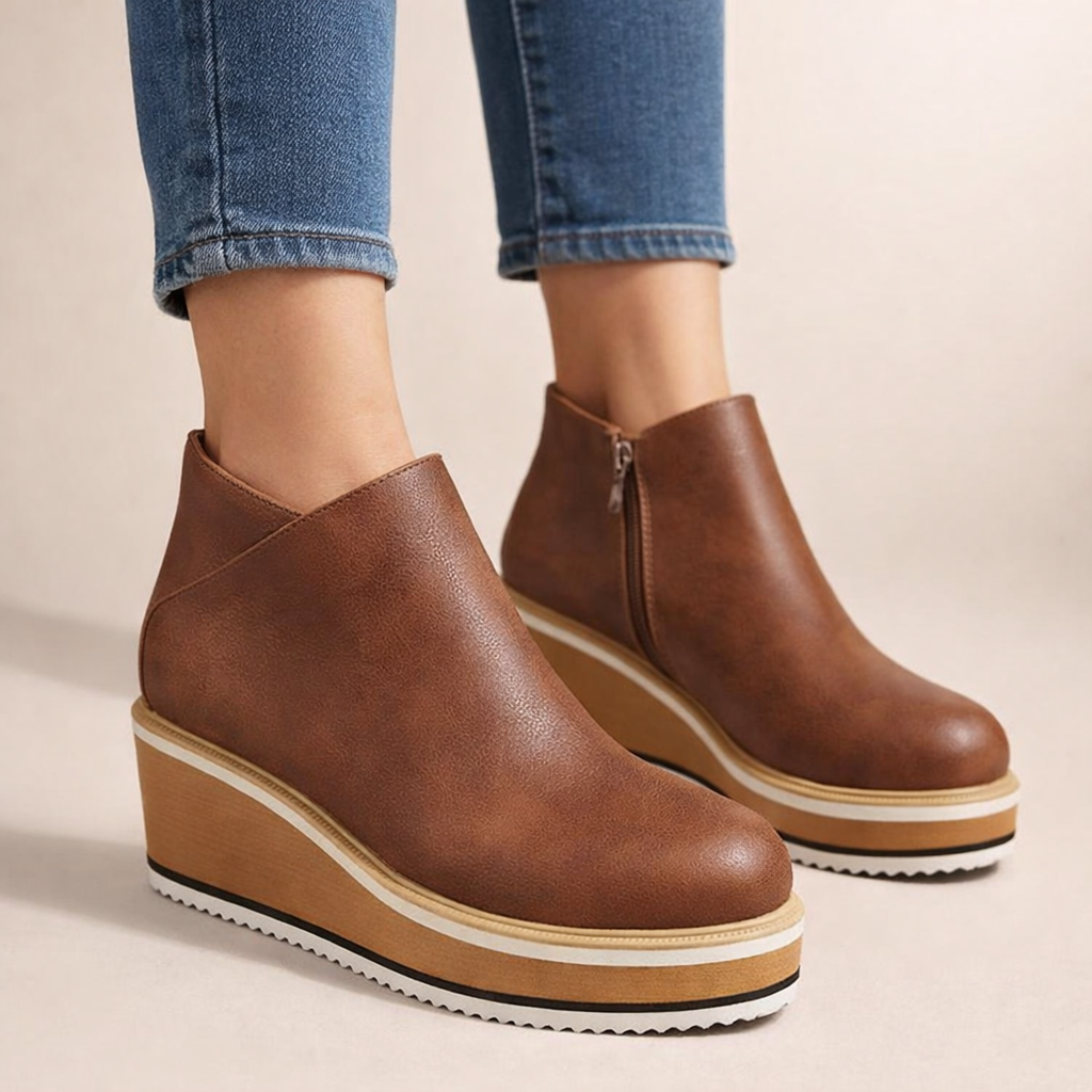 Women's fashion footwear: vegan leather platform wedge with excellent shock-absorbing features