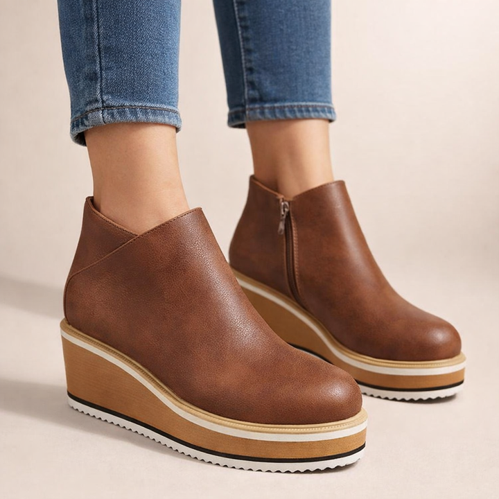 Women's fashion footwear: vegan leather platform wedge with excellent shock-absorbing features