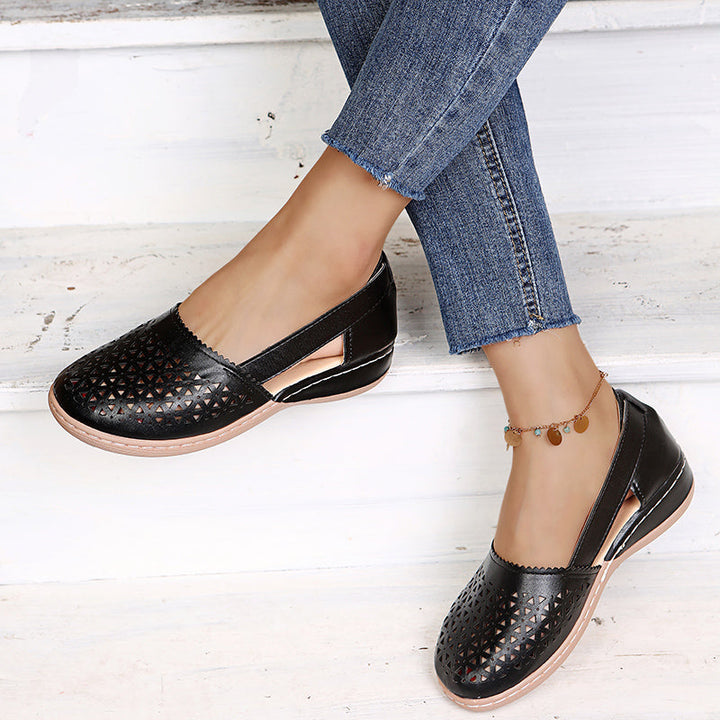 Women's comfortable beach espadrilles, essential for summer vacations. Lightweight slip-on warm weather shoes.