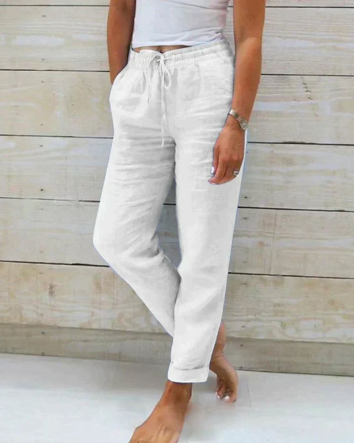 Flowy wide leg pants for women, offering a comfortable, relaxed fit ideal for everyday spring and summer fashion.