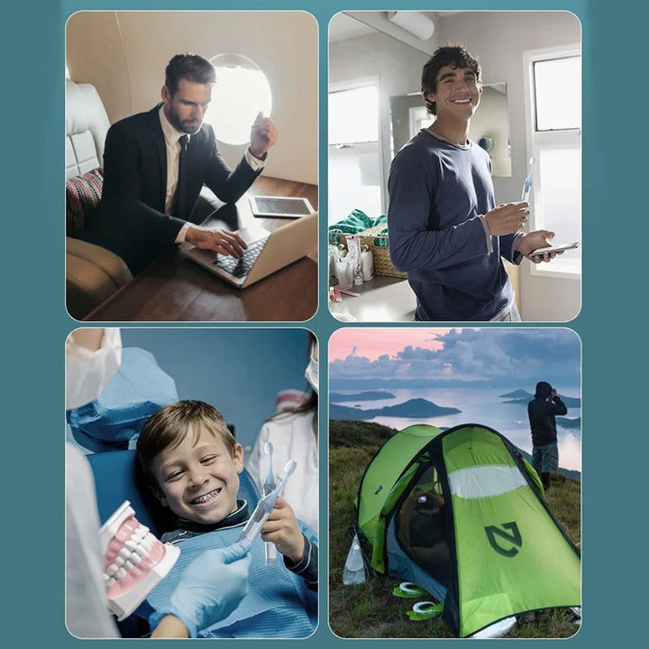 Gift-ready 3-in-1 travel toothbrush, orange, promoting excellent oral health while traveling