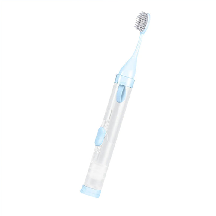Modern folding travel toothbrush with integrated dispenser, perfect for backpackers