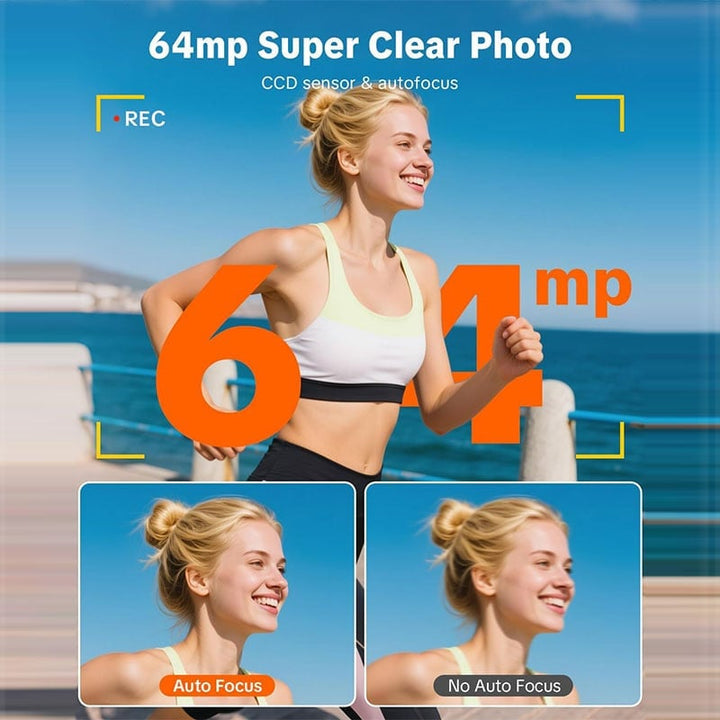 Compact 4K digital camera with flip screen, ideal for vlogging and photography, shown from front angle.