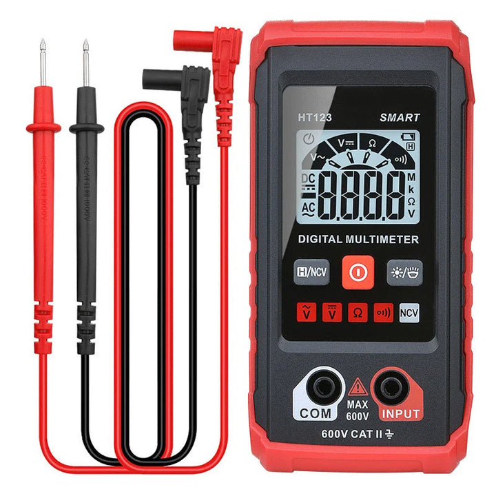 Compact digital multimeter for electrical testing, measuring voltage & resistance, portable electronics tool