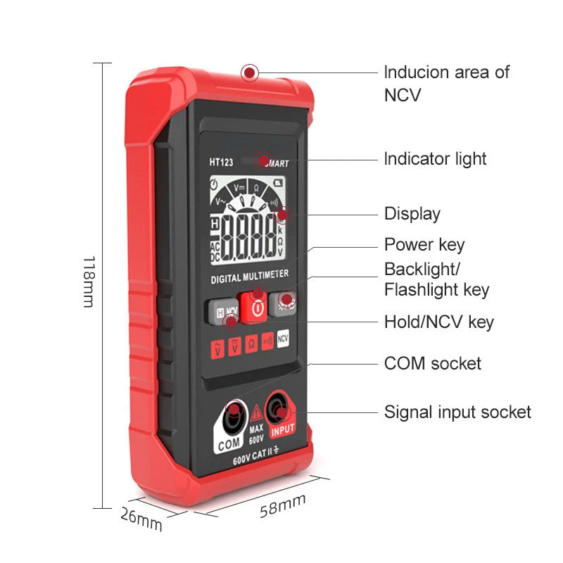 Digital multimeter measuring battery voltage, a common application for this electronics tester tool