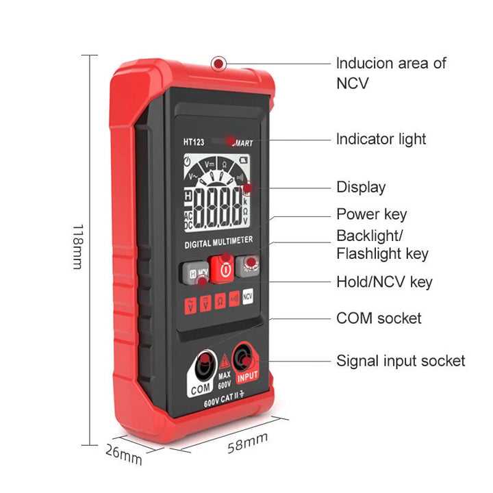 Digital multimeter measuring battery voltage, a common application for this electronics tester tool