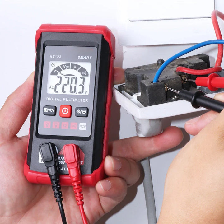 Digital multimeter displaying voltage reading, essential electrical tester for electronics repair