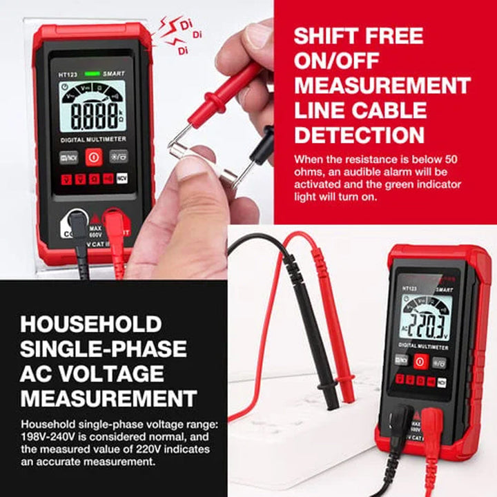 High-resolution display of a digital multimeter, accurate voltage and resistance readings